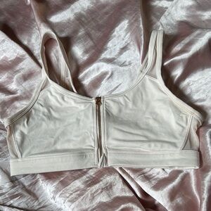 Offline by aerie Women's Cream Zipper Front Bralette Large